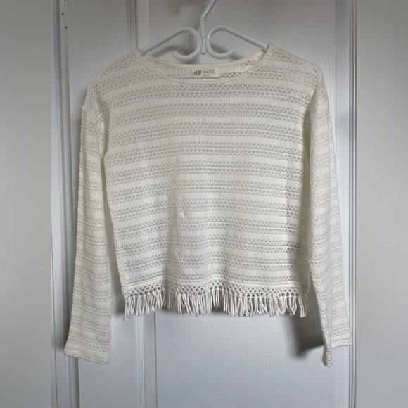 Girls H&M White Patterned Wide Top - Picture 1 of 4